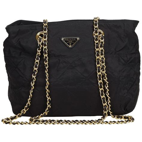 prada nylon chain|Prada nylon shoulder bag black.